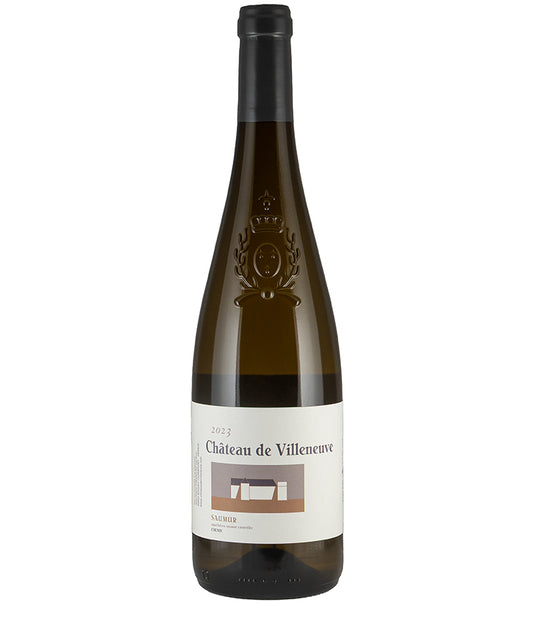 Chateau de Villeneuve Saumur Blanc 2024 bottle showcasing fine organic white wine from France’s Loire region
