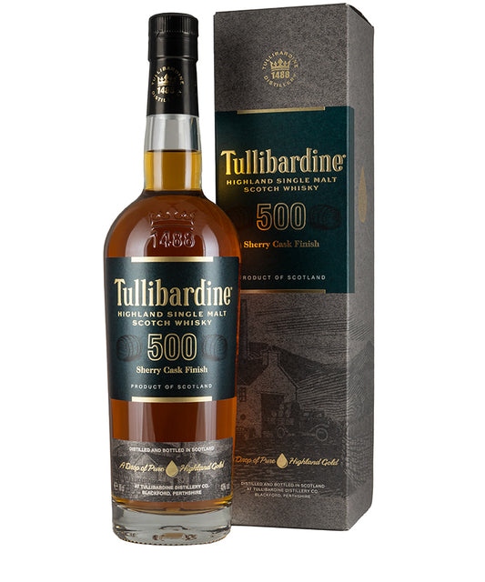 Tullibardine 500 Sherry Finish Highland single malt Scotch whisky from Scotland – spirit bottle image