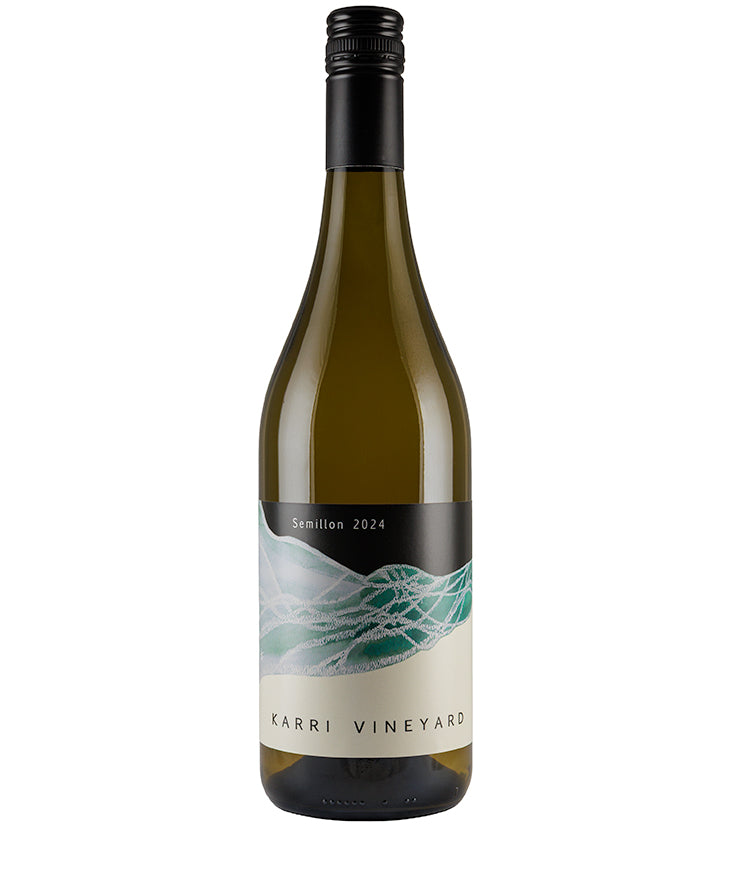 Bottle of Karri Vineyard Semillon 2024 white wine from Margaret River, Australia with modern label design