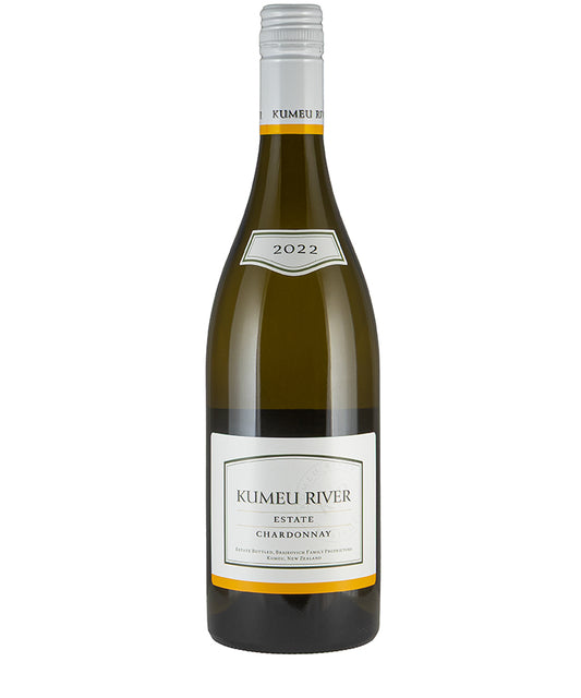 Bottle of Kumeu River Estate Chardonnay 2023 white wine with a clean, fresh, and mineral flavor profile