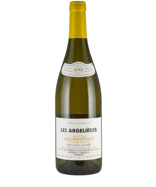 Les Argelieres Chardonnay 2023 bottle showcasing fine wine from France with tropical and toasty oak character