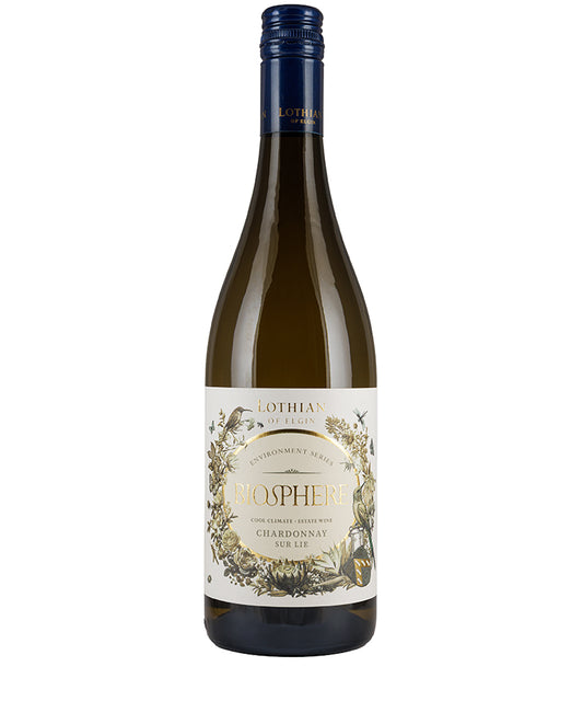 Lothian Vineyards Biosphere Chardonnay Sur Lie 2024 bottle with elegant label and fine white wine from South Africa Elgin