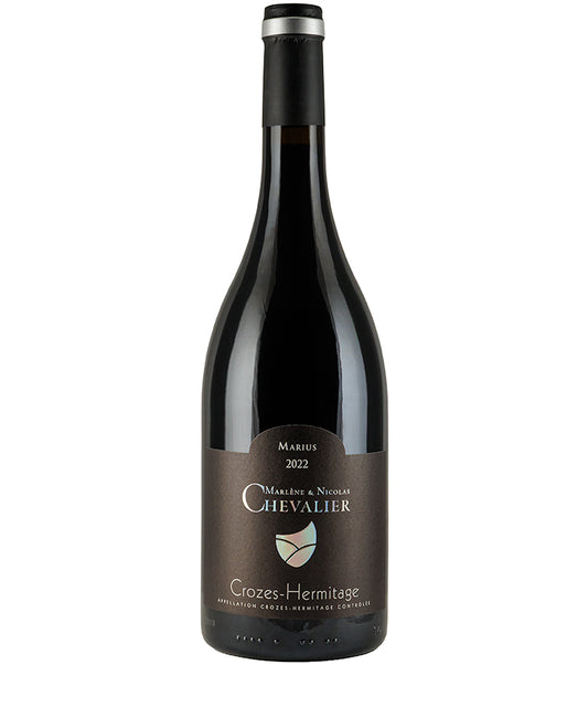 Bottle of Marlene & Nicolas Chevalier Crozes Hermitages Cuvee Marius 2022 red wine with label visible