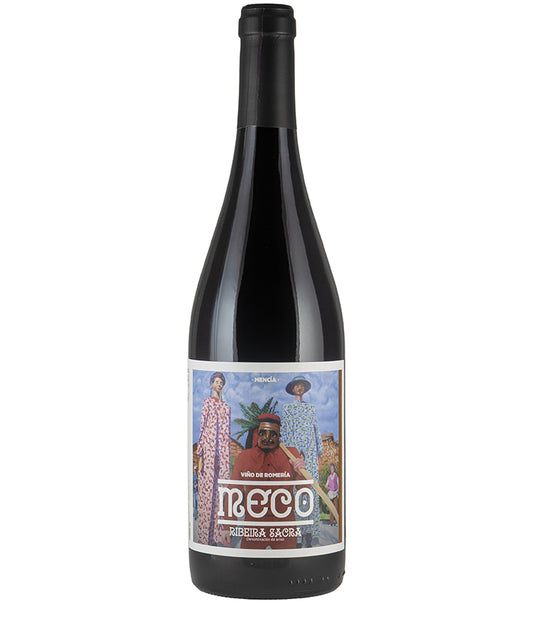 Casa de Outeiro Meco Mencia 2023 red wine bottle with colorful artistic label from Ribeira Sacra Spain