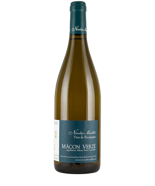 Nicolas Maillet Macon Verze 2022 organic white wine bottle from Burgundy with fine wine quality.