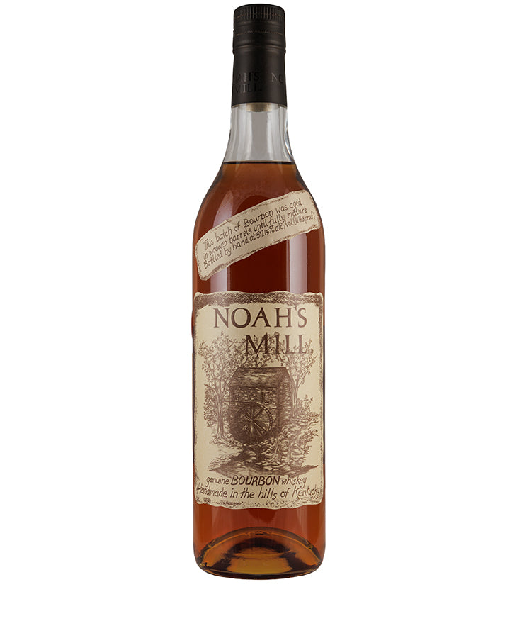 Noah's Mill Bourbon bottle with rich amber American whisky and classic vintage label design