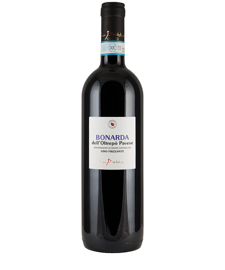 La Piotta Bonarda Frizzante 2024 sparkling red wine bottle from Italy with a simple white label