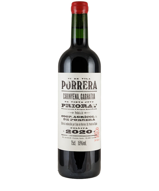 Bottle of Cims de Porrera Vi de Vila Tinto Priorat 2020 Spanish red wine with a white label and red cap