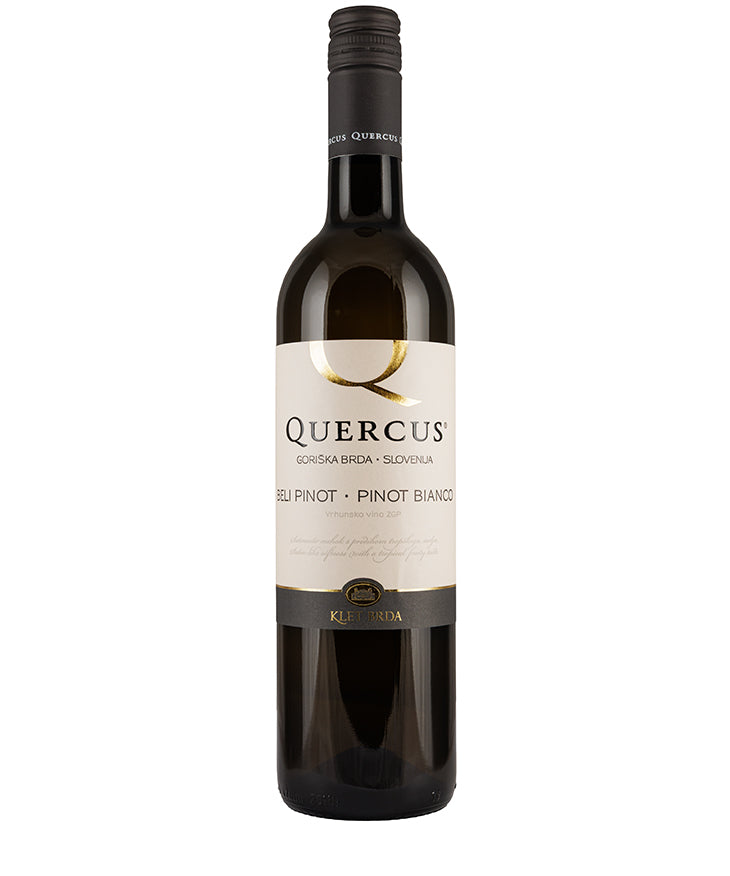 Quercus Pinot Bianco 2024 white wine bottle with minimalist label from Slovenia fine wine collection