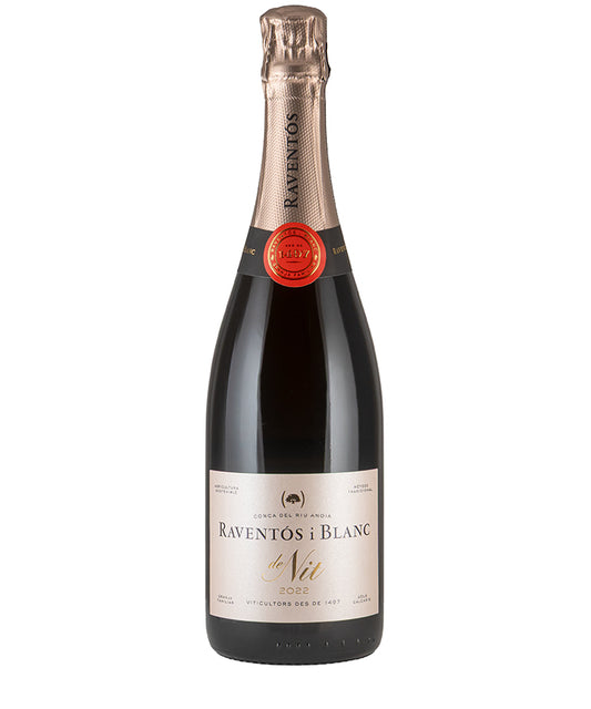 Bottle of Raventos i Blanc De Nit Cava Rosado 2022 organic wine with elegant structure and citrus notes