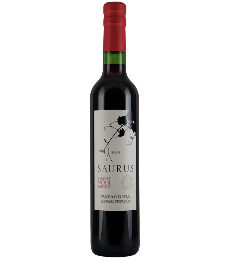 Familia Schroeder Saurus Late Harvest Pinot Noir 2022 red wine bottle