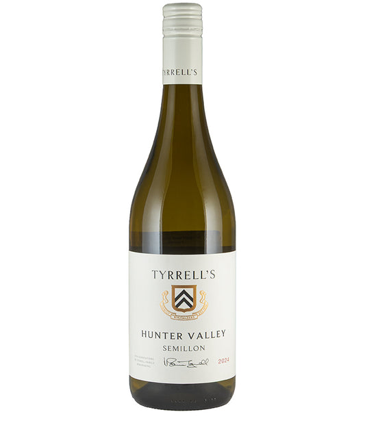 Tyrrell's Hunter Valley Semillon 2024 white wine bottle with a clean label and gold emblem