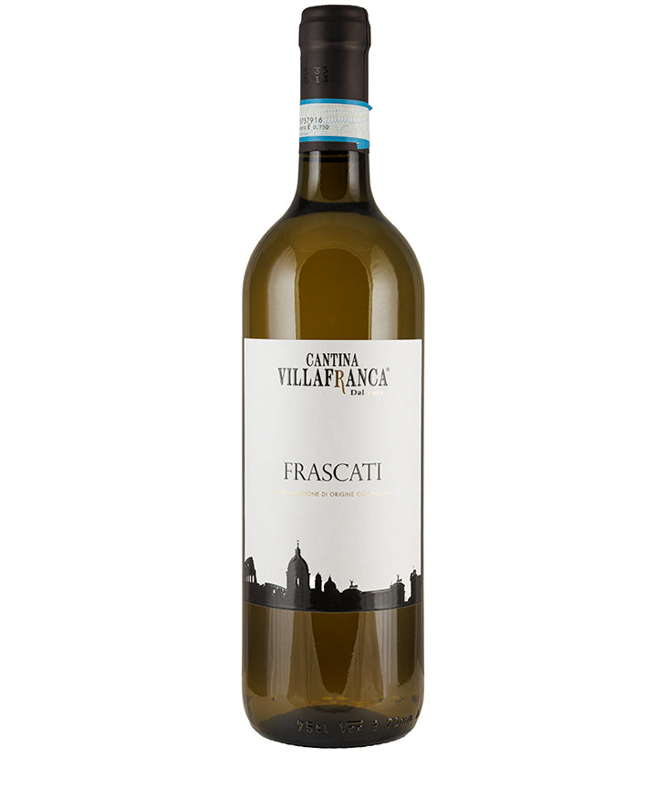 Cantina Villafranca Frascati DOC Bordolese 2024 white Italian wine bottle with skyline label design