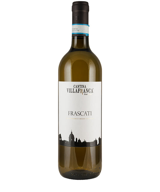 Cantina Villafranca Frascati DOC Bordolese 2024 white Italian wine bottle with skyline label design