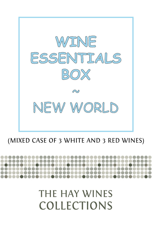 New World Wine Box wine essentials with mixed case of 3 white and 3 red wines by Hay Wines Collections