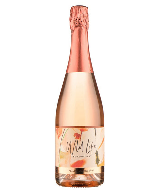 Wild Life Botanicals Blush Bubbles with Benefits English rosé sparkling wine bottle image