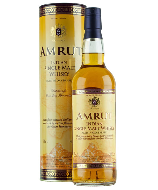 Amrut Indian Single Malt Whisky from India aged in oak barrels – spirit bottle image