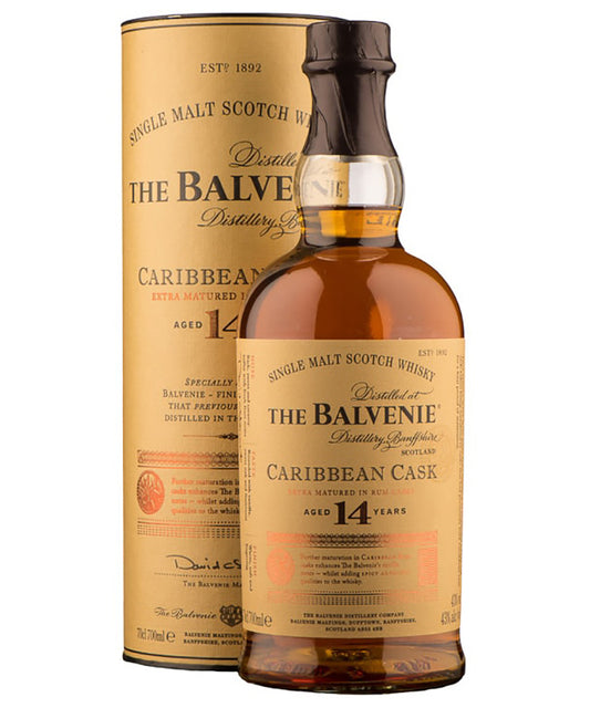 Balvenie Carribean Cask 14 Year Old Single Malt Whisky Scotland Speyside – spirit bottle image