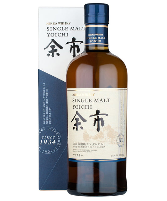 Nikka Yoichi Single Malt Japanese whisky bottle with box – spirit bottle image